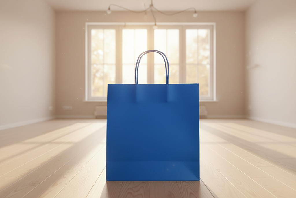 Joshy Craft luxury gift bags 33.5 × 41.5 × 11 cm – 100% cotton paper 200 gsm, handmade – Pack of 20 – Colours Black, Blue, Purple, Sand.
