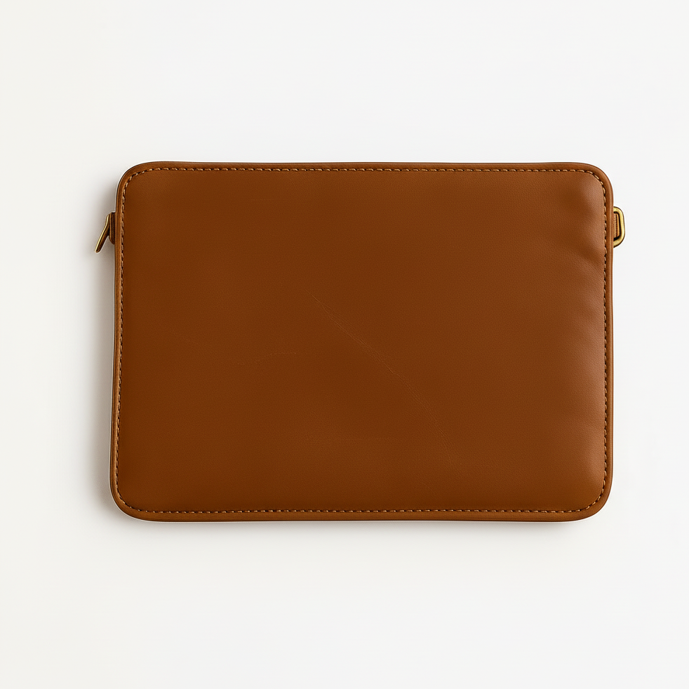 L’Accessoire Unique : Pochette Plate en Cuir & Coton Tissé