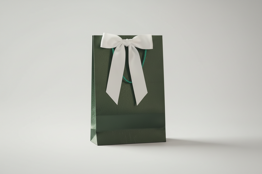 Premium Cotton Paper Gift Bags – Pack of 20 – Shades of Blue &amp; Nature. H28-W-19-L7.5.