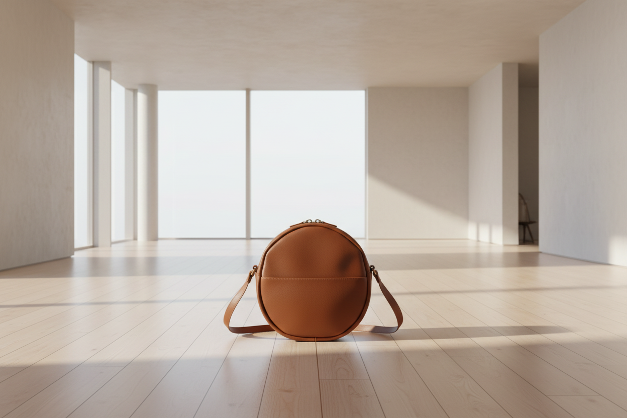 L’Élégance Artisanale : Petit Sac Rond en Cuir (20 cm)