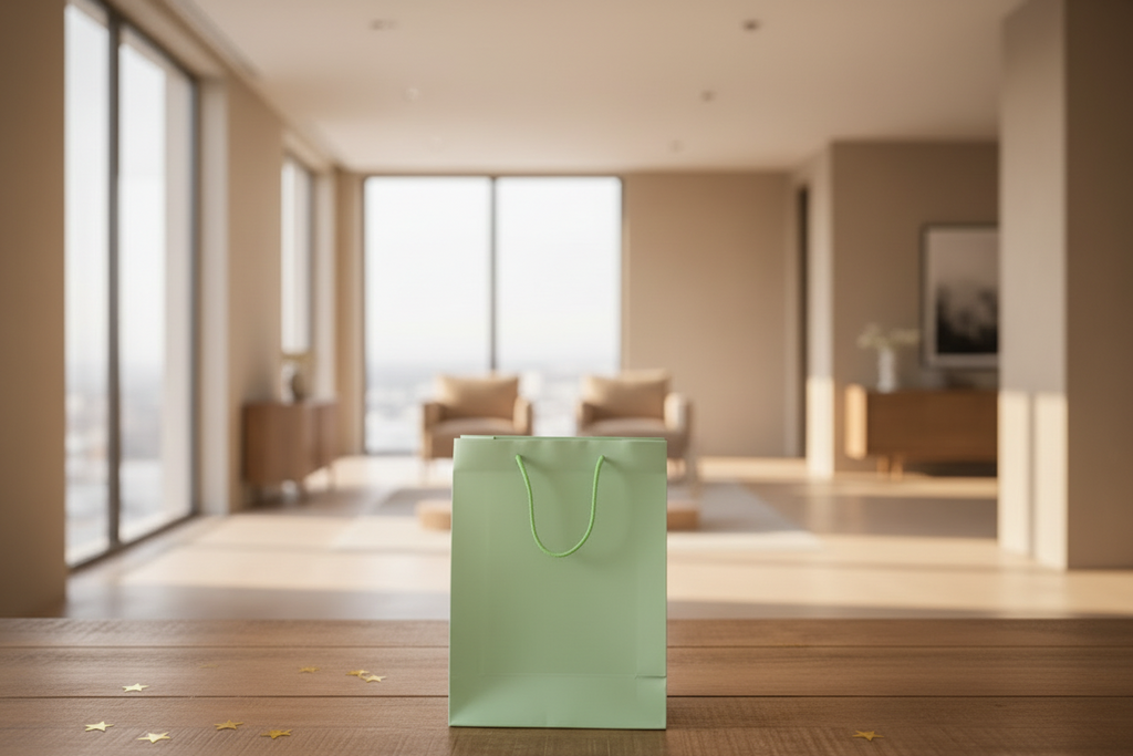 Joshy Craft Gift Bags in 100% Cotton Paper – Handmade – 200 gsm – Pack of 20 – H31.5 × W24.8 × D11.5 cm – Assorted colours (pastel green, sunshine yellow, terracotta, fir green, midnight blue) 