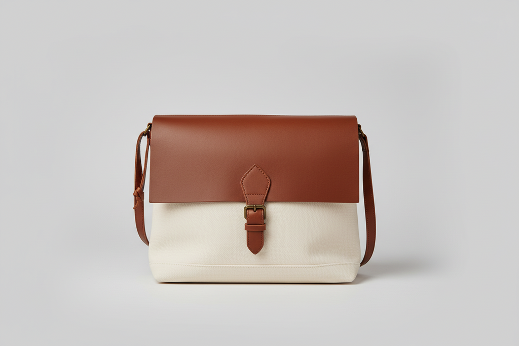 Sac Bandoulière Cuir de Buffle & Toile – Style Vintage Aventurier