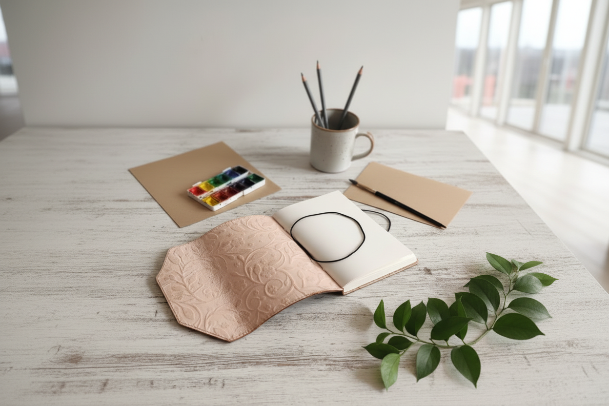 L'Authenticité au Bout de la Plume : Carnet en Cuir & Papier Coton - Format 19x12 cm