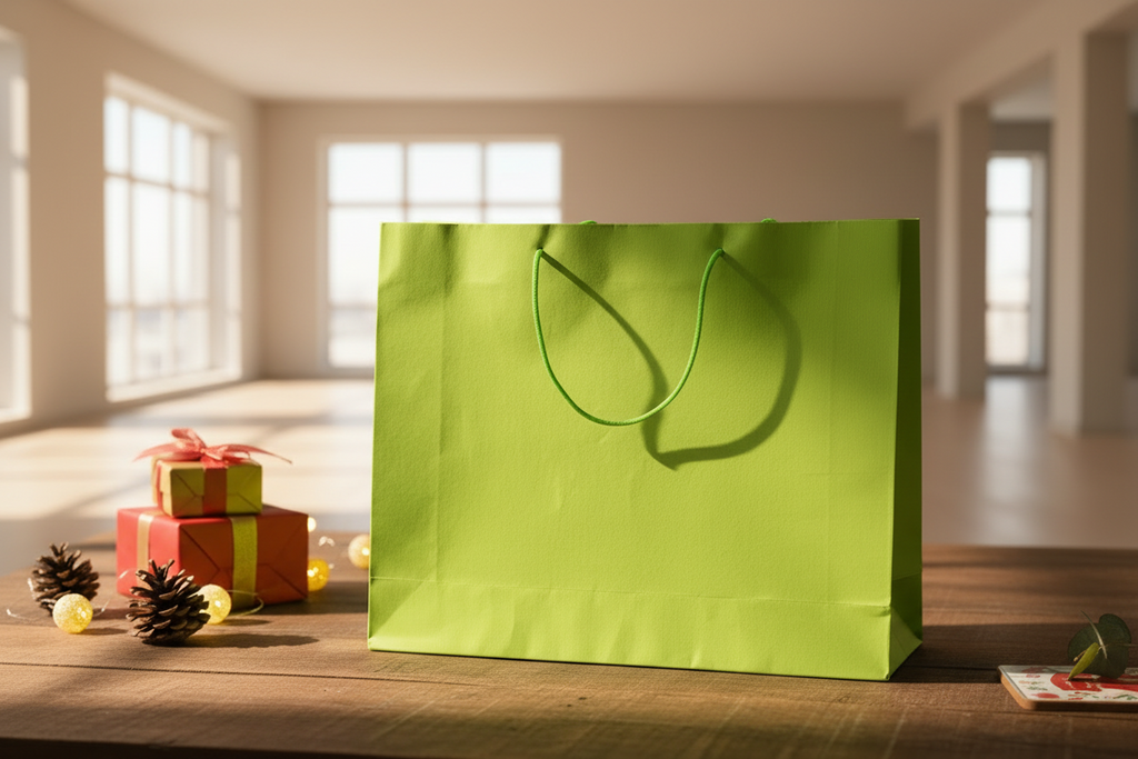Joshy Craft Gift Bags 33.5 × 41.5 × 11 cm, 100% Handmade Cotton Paper, 200 gsm – Pack of 20 – Green, Blue, Orange and Wood Brown