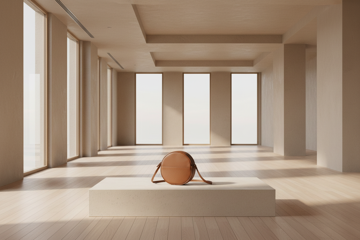 L’Élégance Artisanale : Petit Sac Rond en Cuir (20 cm)