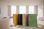 20 Grands Sacs-Cadeaux Coton 31x24cm – Jaune, Noir, Sable & Vert