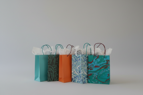 Lot de 20 Sacs-Cadeaux Premium – Nuances Océan & Marbré (200 GSM)