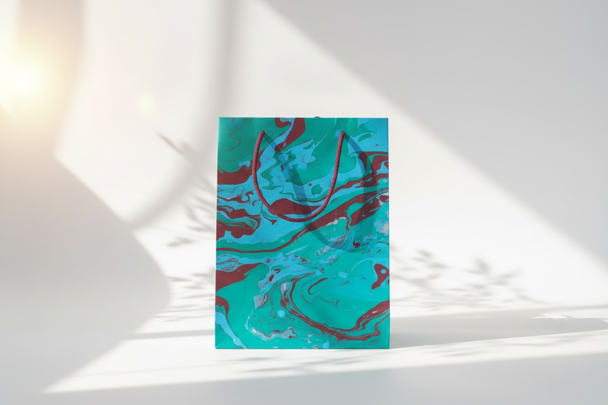 Lot de 20 Sacs-Cadeaux Premium – Nuances Océan & Marbré (200 GSM)