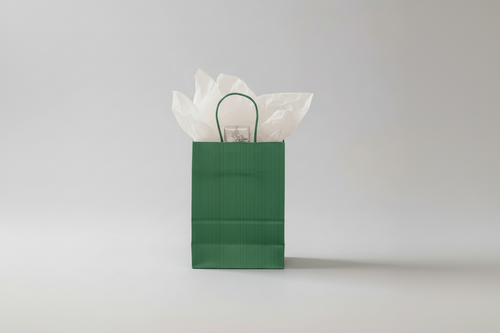 Lot de 20 Sacs-Cadeaux en Papier Coton Artisanal – Marron, Vert Foncé, Vert Clair, Rouge (19,5x15x6,5 cm)