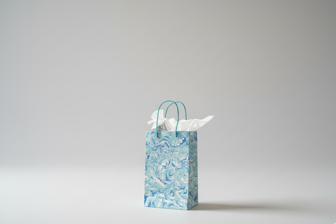 Lot de 20 Sacs-Cadeaux Premium – Nuances Océan & Marbré (200 GSM)